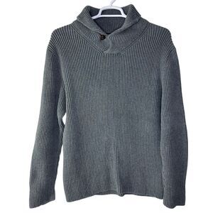 Vintage Eddie Bauer Men's XL Sweater Ribbed‎ Heavy Cotton Gray Yacht Boat Beach